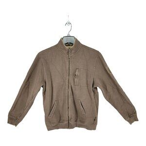 Chaps Mens Jacket Fleece Bomber Medium Full Zip Patch Pockets Casual Outdoor